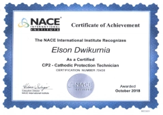 Certificate Elson- NACE Certified Cathodic Protection Technician elson 1